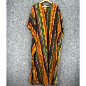 Mistique Top Women One Size Orange Striped V-Neck Short Sleeve Casual Pullover